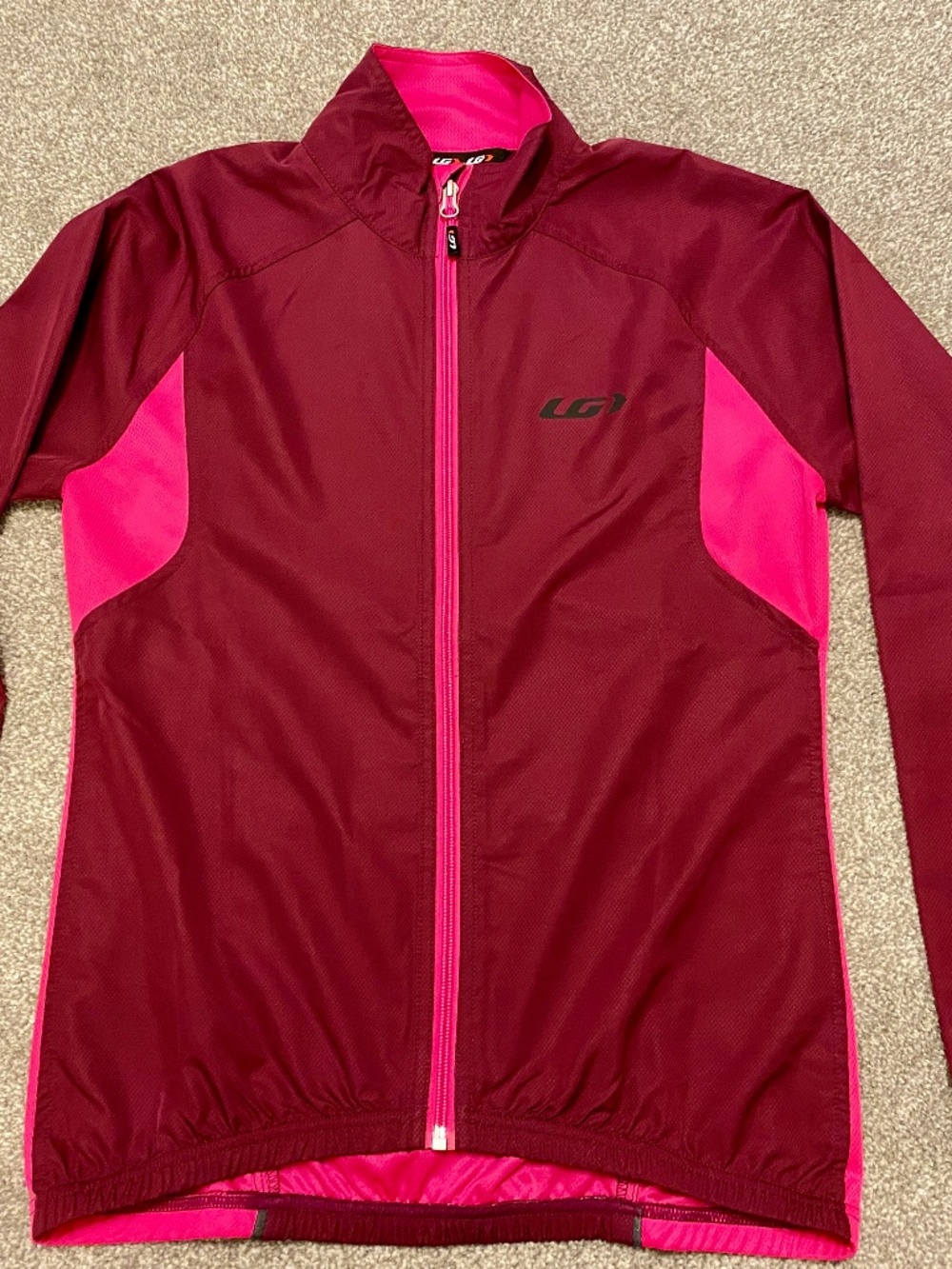 Ladies Cycling Windbreaker Jacket LG Louis Garneau MEDIUM Burgundy Pink